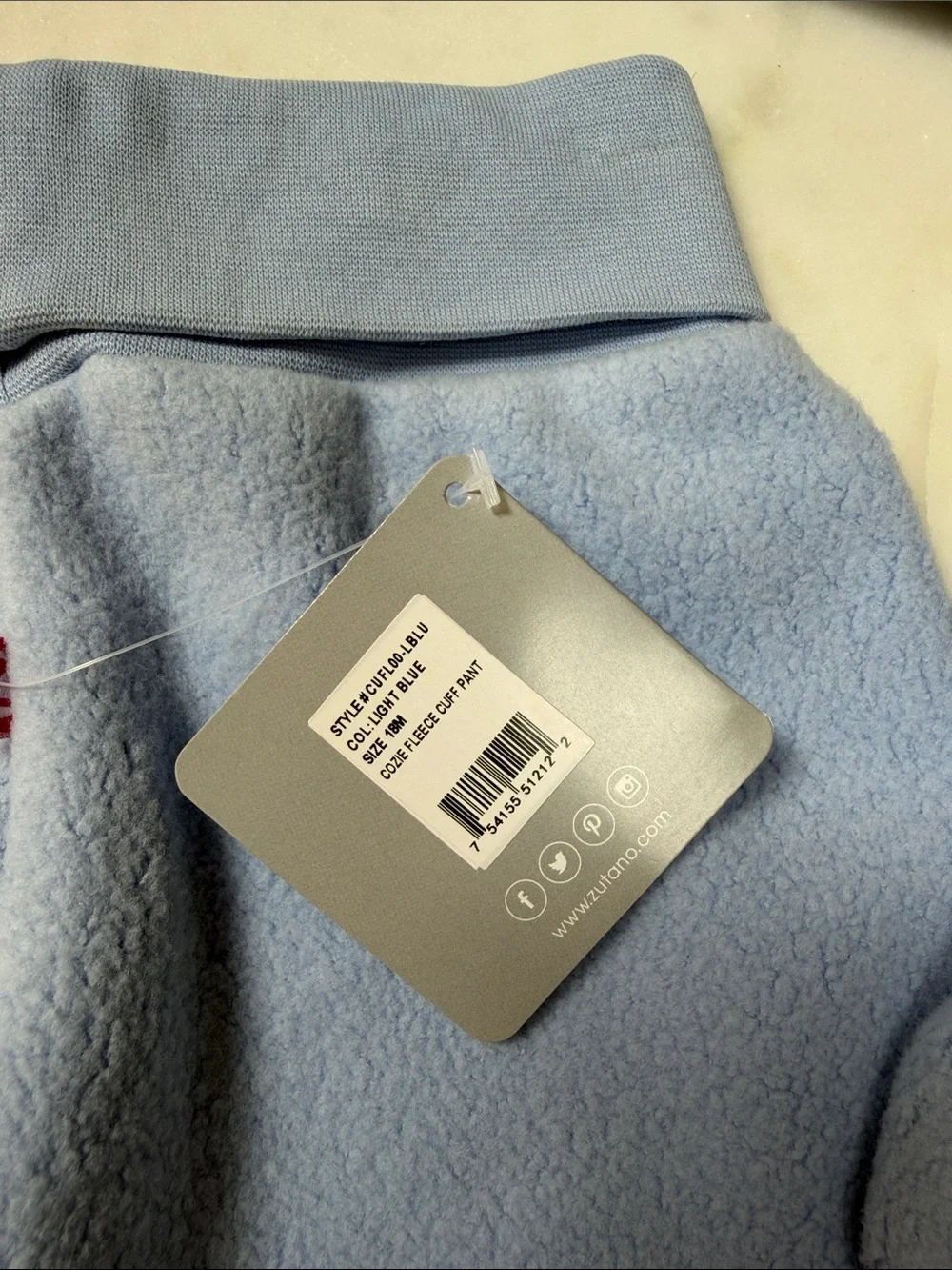 Zutano bundle Light Blue Fleece Hat, Pants & Gripper Mittens Set
